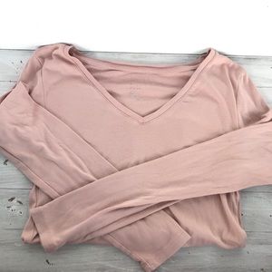 A New Day Blush Pink Long Sleeve Vneck T-shirt